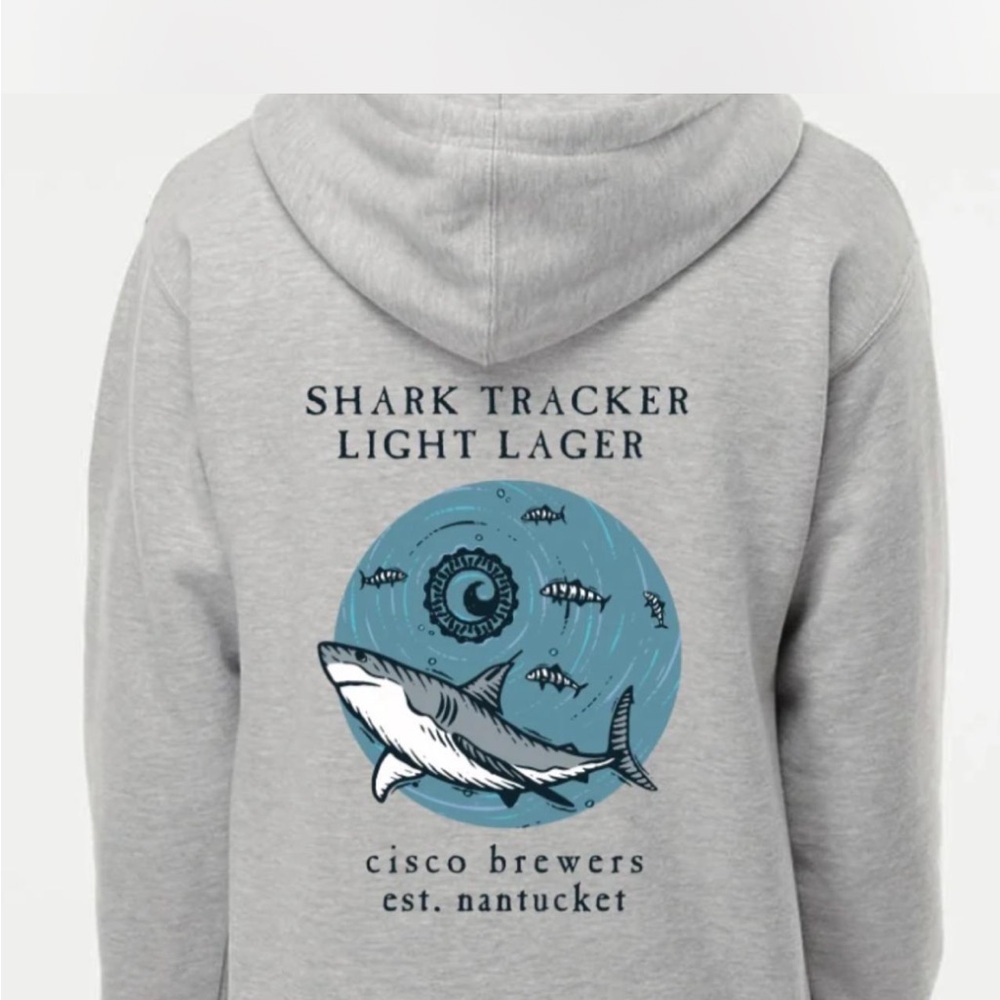 SHARK TRACKER HOODED SWEATSHIRT - Cisco Brewers Gray Hoodie with Shark Design